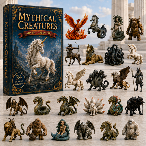 CHRISTMAS KICKOFF 40% OFF - Mythical Creatures Advent Calendar 2026 - 24-Day Festive Countdown, Acrylic Charms Blind Box - Gift For Fantasy Lovers AC0HA026
