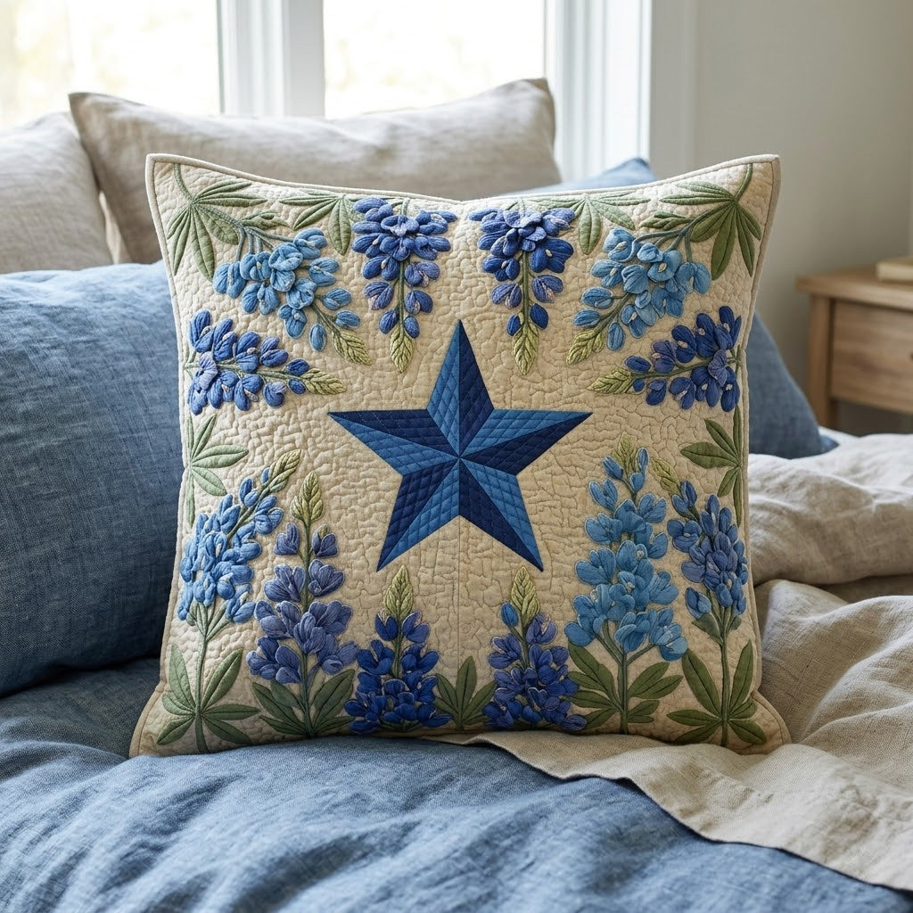 Lone Star Bluebonnet Quilted Pillow Case NCU0LDH094