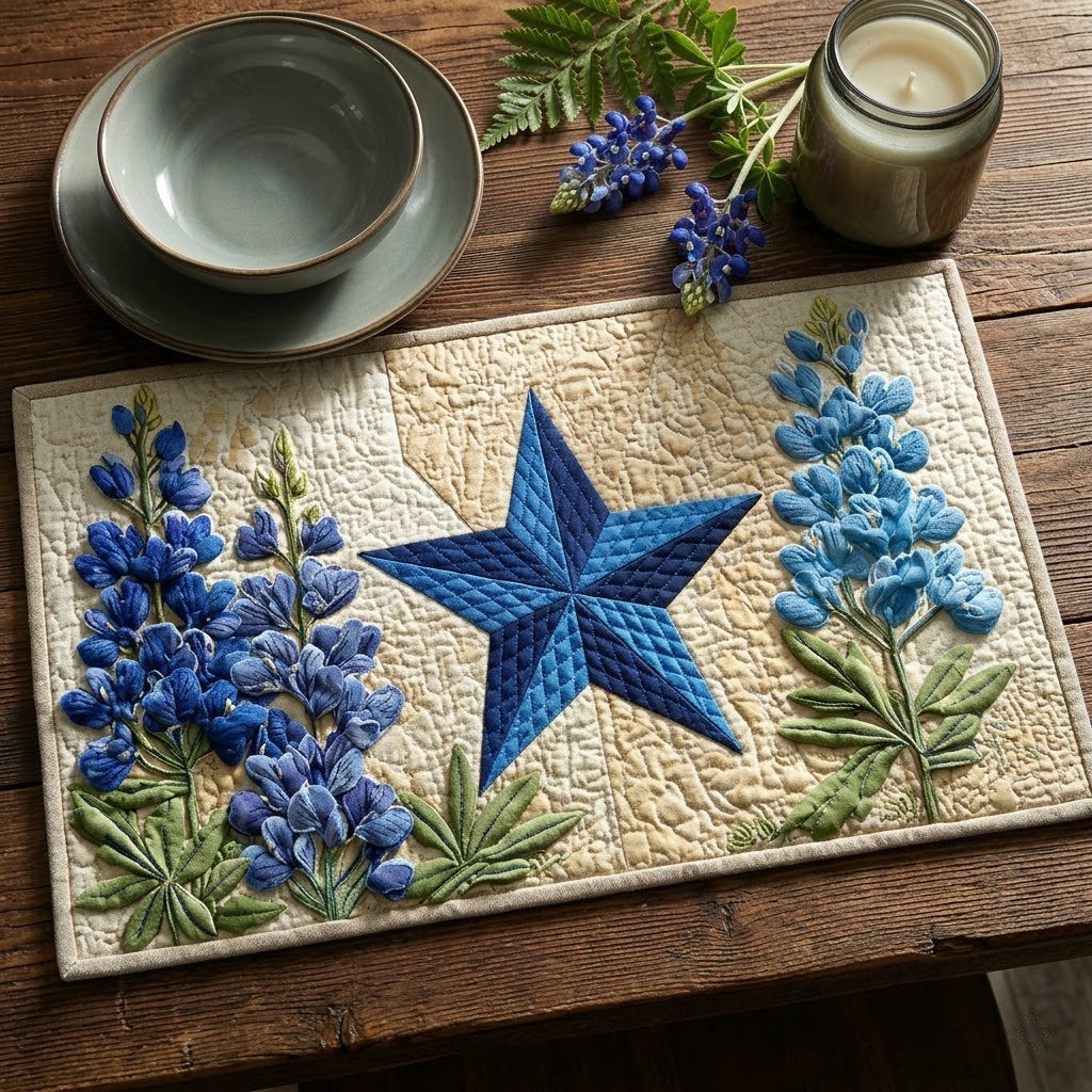 Lone Star Bluebonnet Quilted Place Mat NCU0LDH094