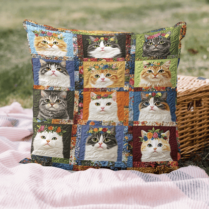 Cats with Blossoms Quilted Pillow Case NCU0TL1294