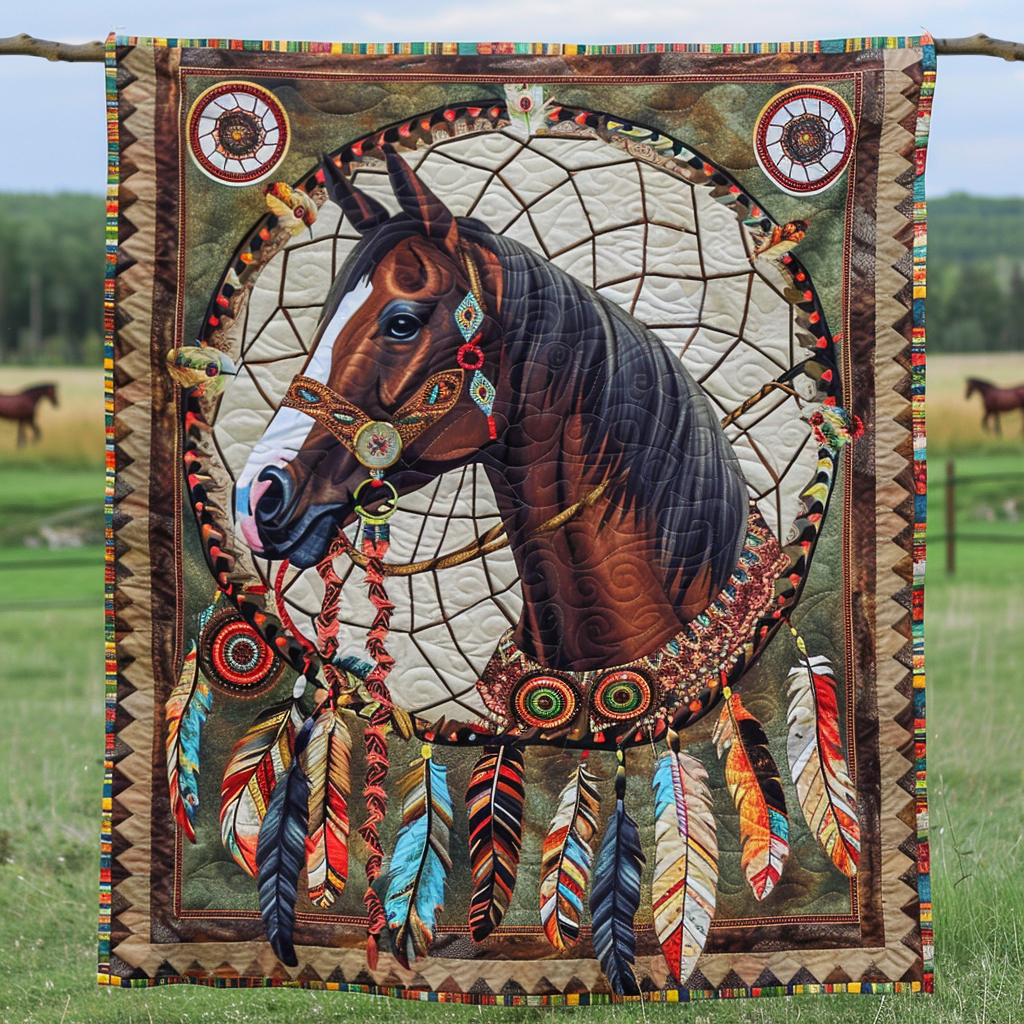 Native American Dreamcatcher Horse Quilted Blanket NCU0TL027