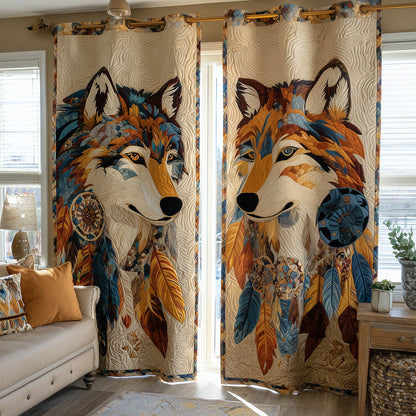 Native Wolf Wisdom Quilted Curtains NCU0TH3901