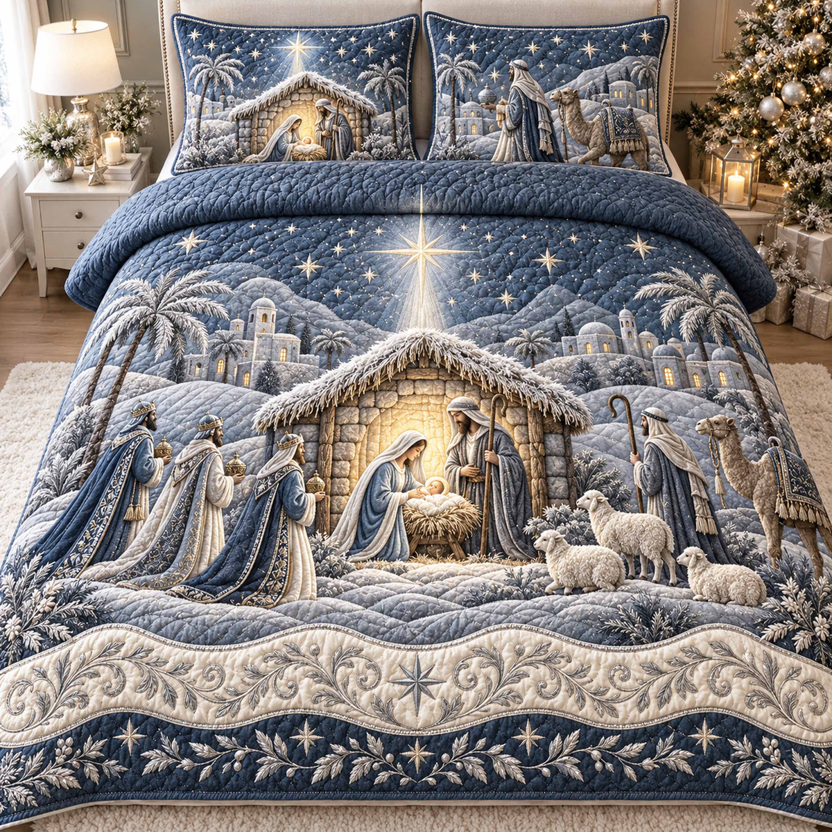 Nativity Glow 3-Piece Quilted Bedding Set NCU0NTD2321