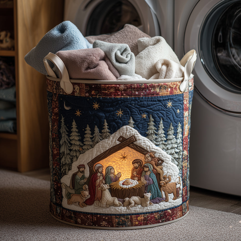 Nativity Spirit Quilted Laundry Basket NCU0TH3281