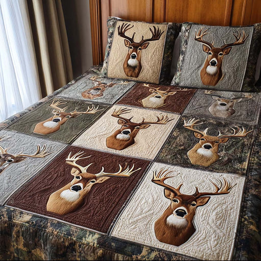 Nature Buck 3-Piece Quilted Bedding Set NCU0NNT2642