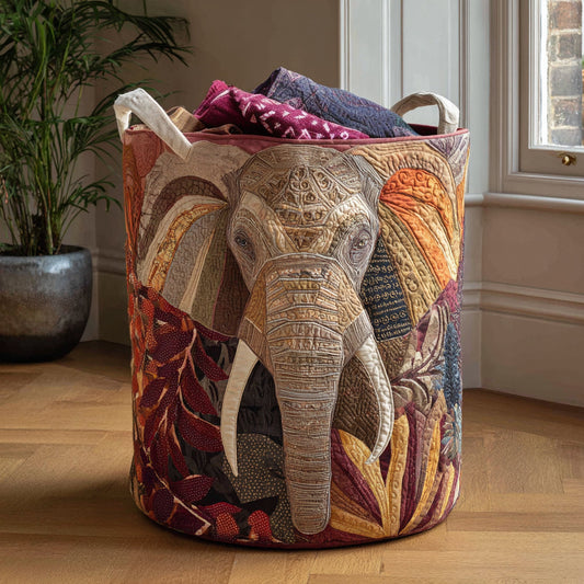 Nature Elephant Quilted Laundry Basket NCU0DV1693