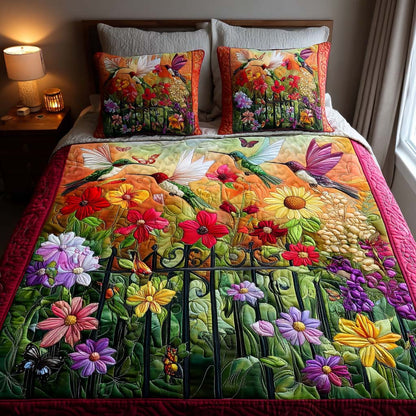 Hummingbird 3-Piece Quilted Bedding Set NCU0QN049