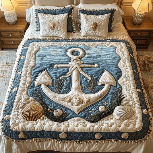 Nautical Bliss 3-Piece Quilted Bedding Set NCU0TH2447