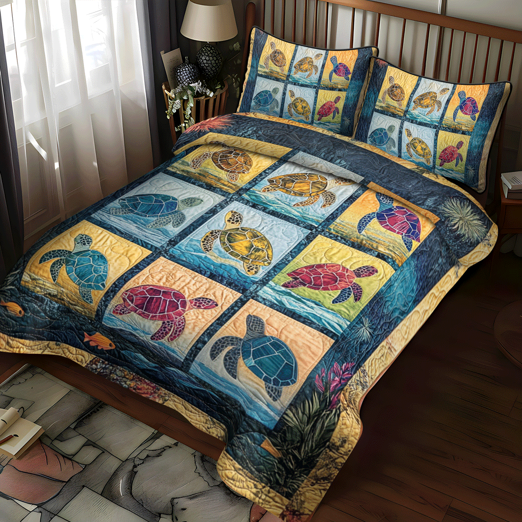Nautical Haven 3-Piece Quilted Bedding Set NCU0TL1475