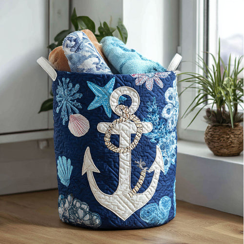Nautical Knots Quilted Laundry Basket NCU0PTT906