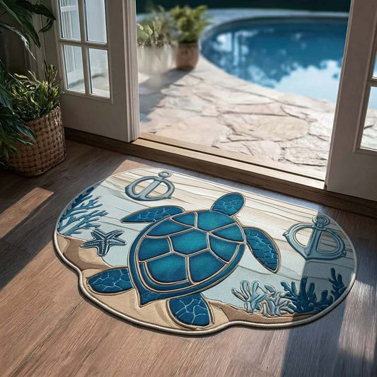 Nautical Shore Turtle Custom Shape Doormat NCU0DQQ0752