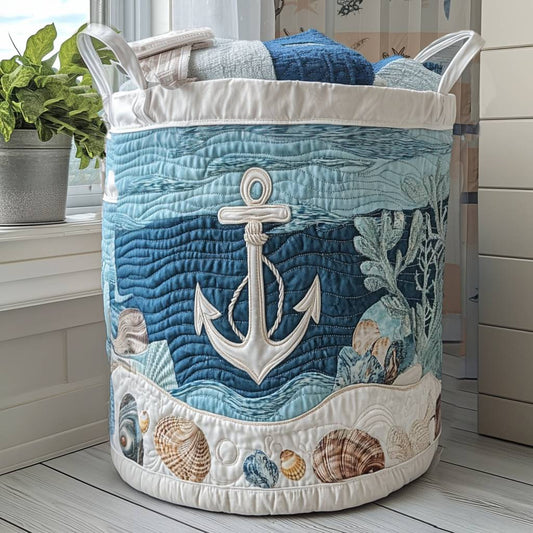 Navy Drift Quilted Laundry Basket NCU0PTT861