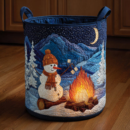 Navy Snowman Night Quilted Laundry Basket NCU0HNH660