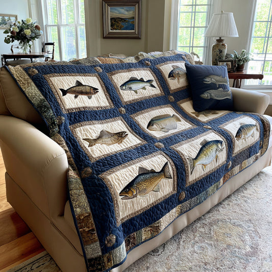 Navy Trout Patch Quilted Blanket NCU0LDH831