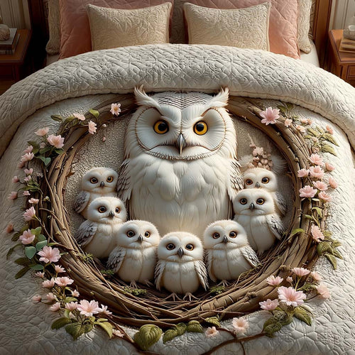 Nesting Owls 3-Piece Quilted Bedding Set NCU0DQQ0138