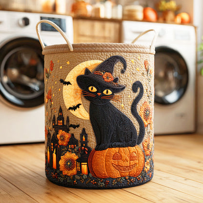 Night Cat Quilted Laundry Basket NCU0NTD328