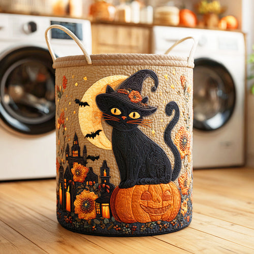 Night Cat Quilted Laundry Basket NCU0NTD328