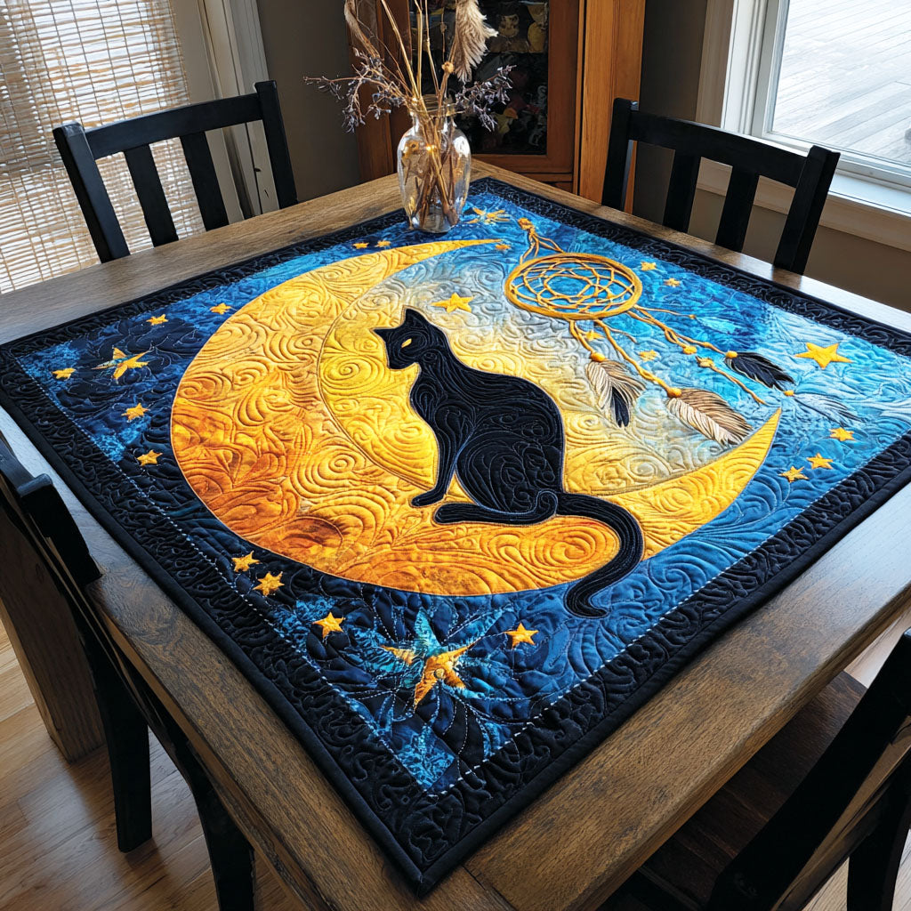 Night Sky Cat Quilted Table Topper NCU0NTD237