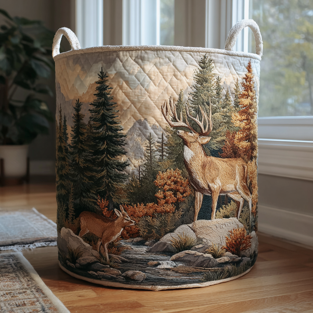 Noble Deer Quilted Laundry Basket NCU0DDK1557