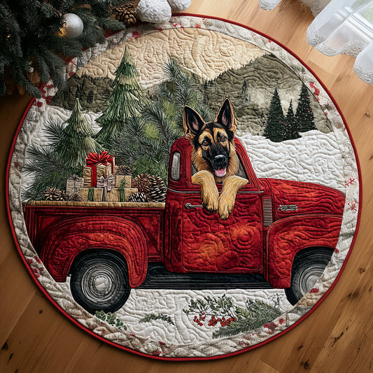 Noble German Shepherd Woods Quilted Round Mat NCU0DV1108
