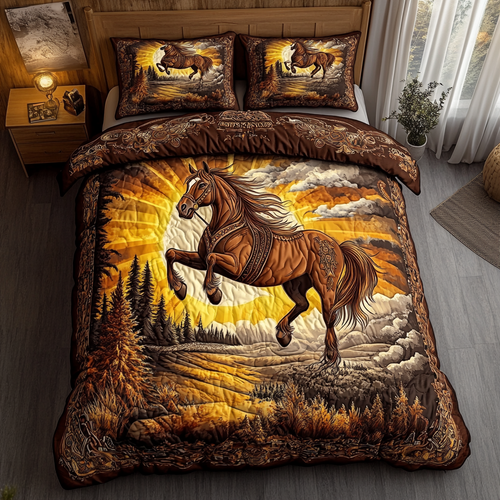 Noble Stallion 3-Piece Quilted Bedding Set NCU0DDK096