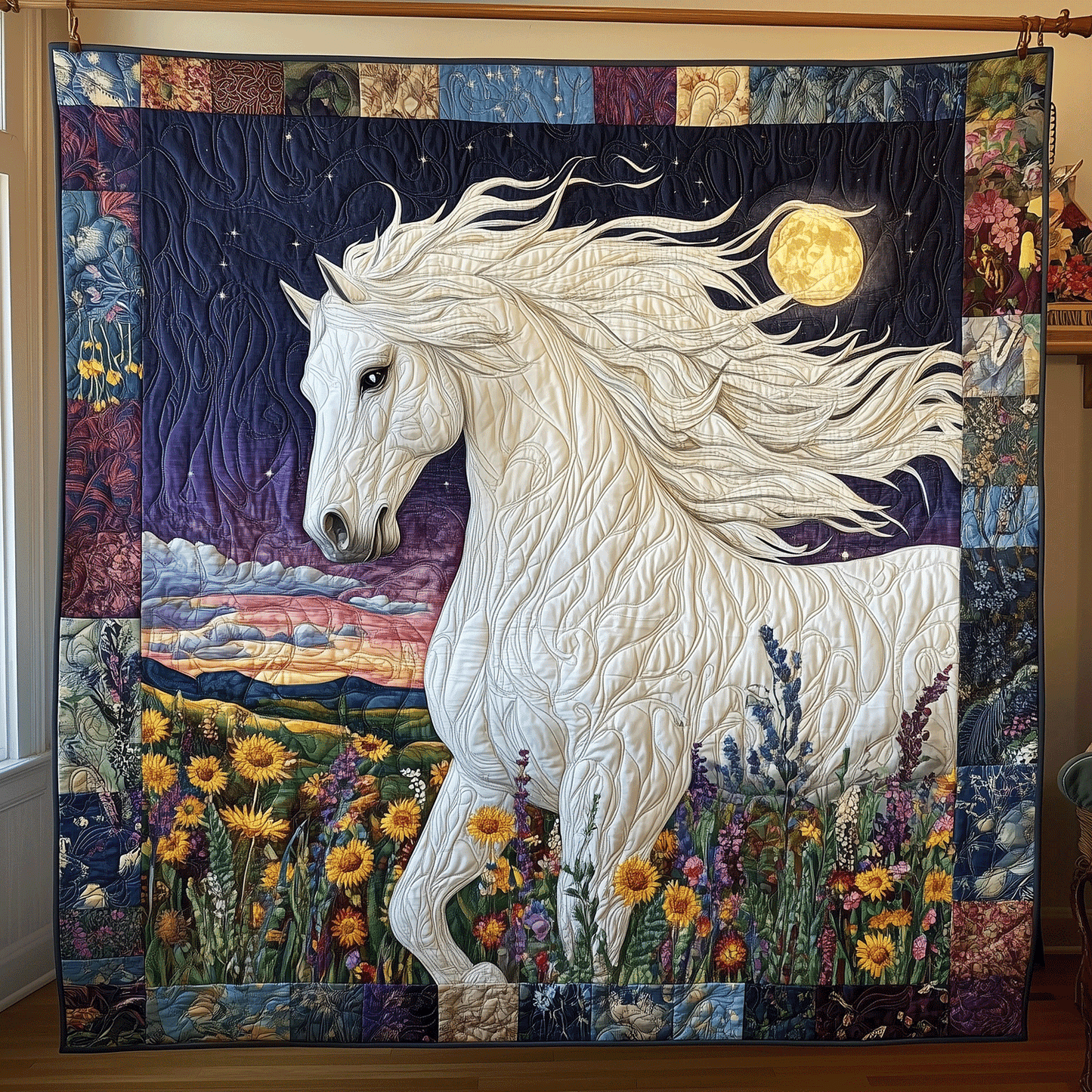 Nocturnal Equine Art Quilt Hanging NCU0TH1704