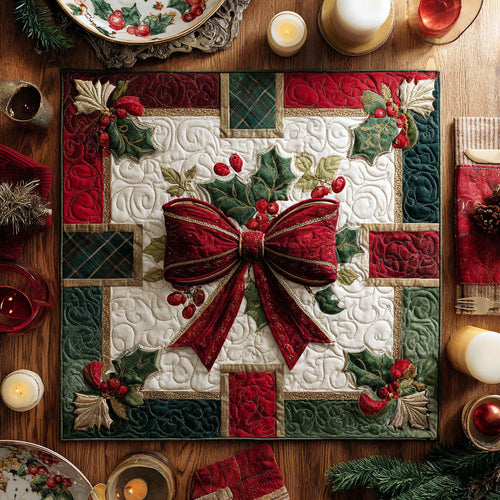 Noel Bow Quilted Table Topper NCU0NTV102