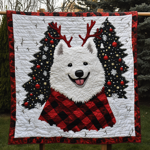 Noel Night With Samoyed Quilted Blanket NCU0DK1976