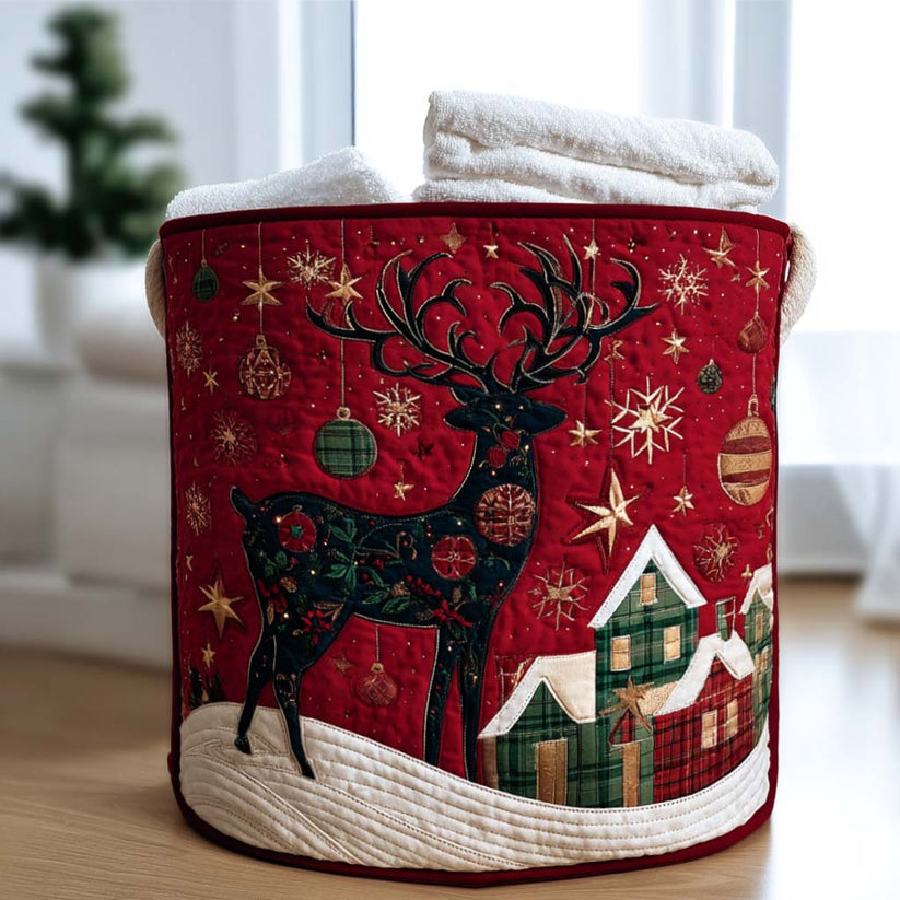 Rainbow Snowman Friends Quilted Laundry Basket NCU0HNH662
