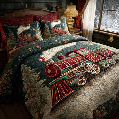 Noel Train 3-Piece Quilted Bedding Set NCU0DV984