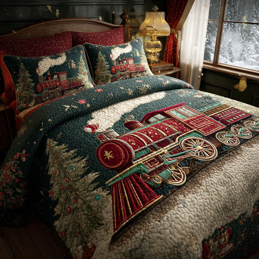 Noel Train 3-Piece Quilted Bedding Set NCU0DV984