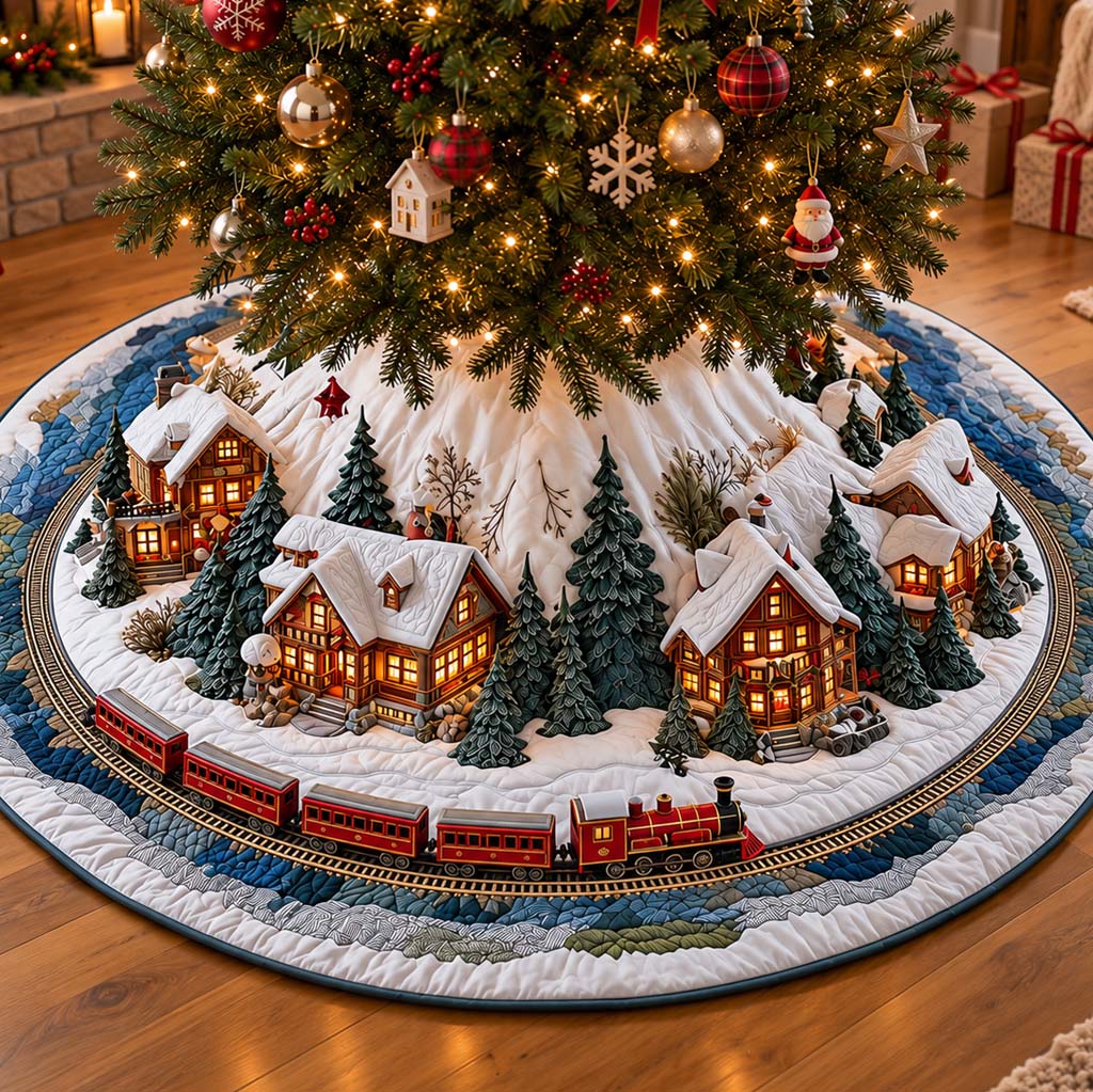 Noel Village Christmas Quilted Tree Skirt NCU0HNH1277