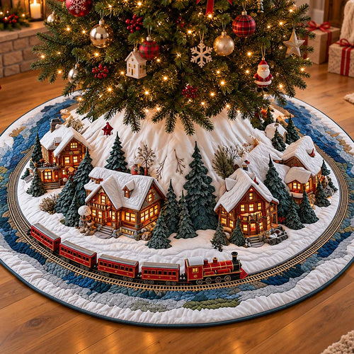 Noel Village Christmas Quilted Tree Skirt NCU0HNH1277