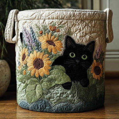 Noir Kitty Quilted Laundry Basket NCU0DV1712