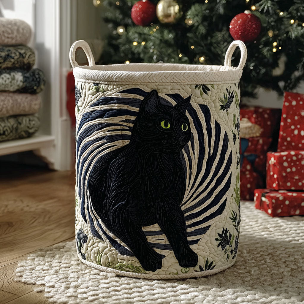 Noir Whisker Quilted Laundry Basket NCU0PTT2095