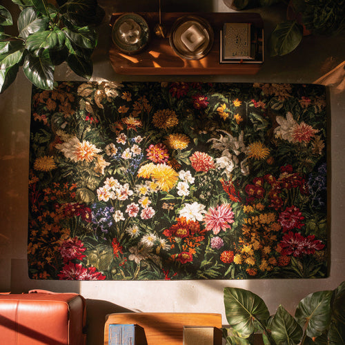 Noir Wildflowers Area Rug NCU0LDH628