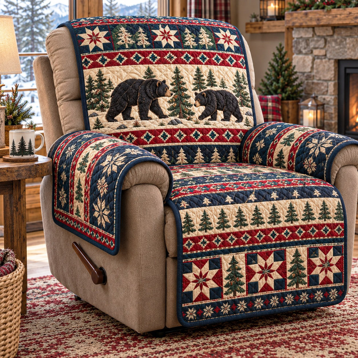 Nordic Bear Quilt Quilted Sofa Cover NCU0NTD2362