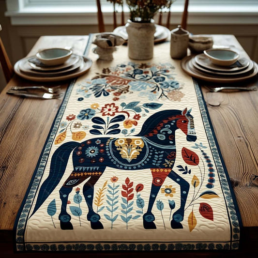 Nordic Horse Floral Quilted Table Runner NCU0DQQ0177