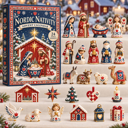 CHRISTMAS KICKOFF 40% OFF - Nordic Nativity Advent Calendar 2026 - 24-Day Festive Countdown, Acrylic Charms Blind Box - Gift For Family NCU0NTD2222