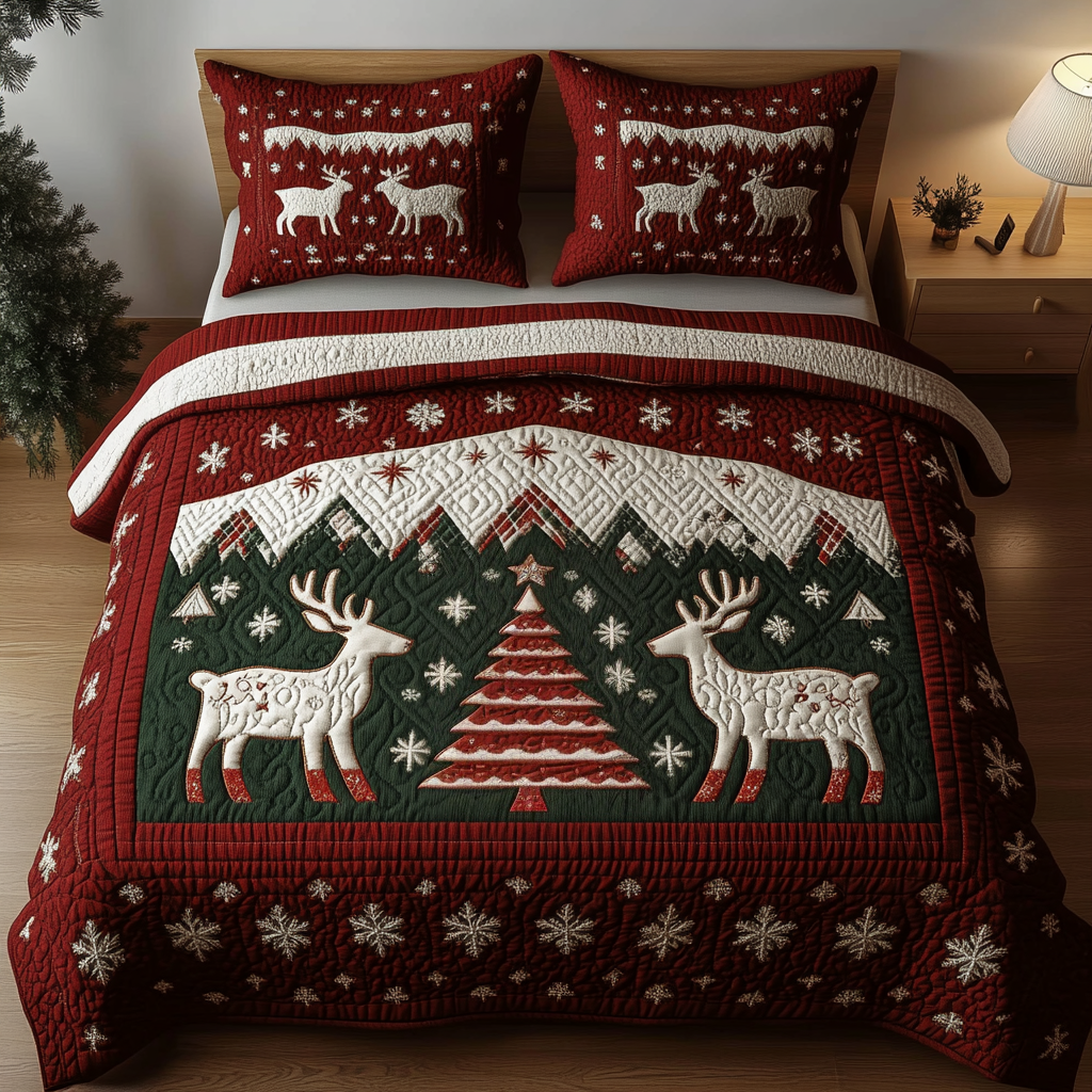 Nordic Noel 3-Piece Quilted Bedding Set NCU0VH462
