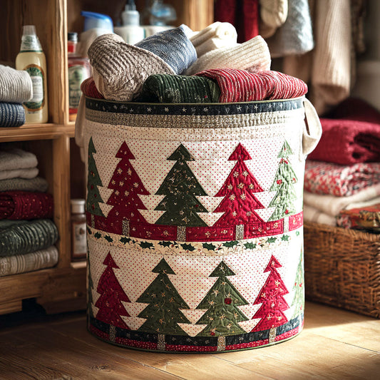 Nordic Pine Rows Quilted Laundry Basket NCU0NTV125