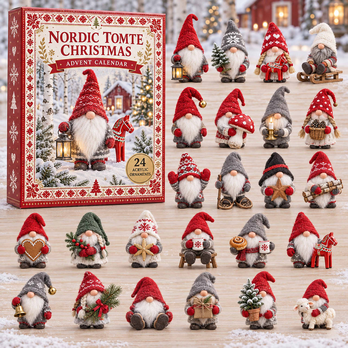 CHRISTMAS KICKOFF 40% OFF - Nordic Tomte Christmas Advent Calendar 2026 - 24-Day Festive Countdown, Acrylic Charms Blind Box - Gift For Family and Friends AC0TD048