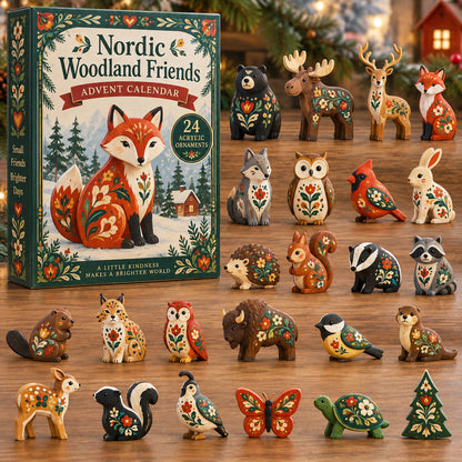 CHRISTMAS KICKOFF 40% OFF - Nordic Woodland Advent Calendar 2026 - 24-Day Festive Countdown, Acrylic Charms Blind Box - Gift For Woodland Lovers AC0TV010