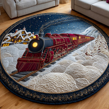 North Pole Christmas Train Quilted Round Mat NCU0HNH380