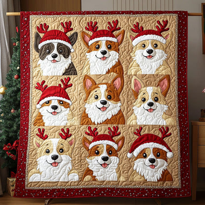 North Pole Corgis Quilted Blanket NCU0PT2089