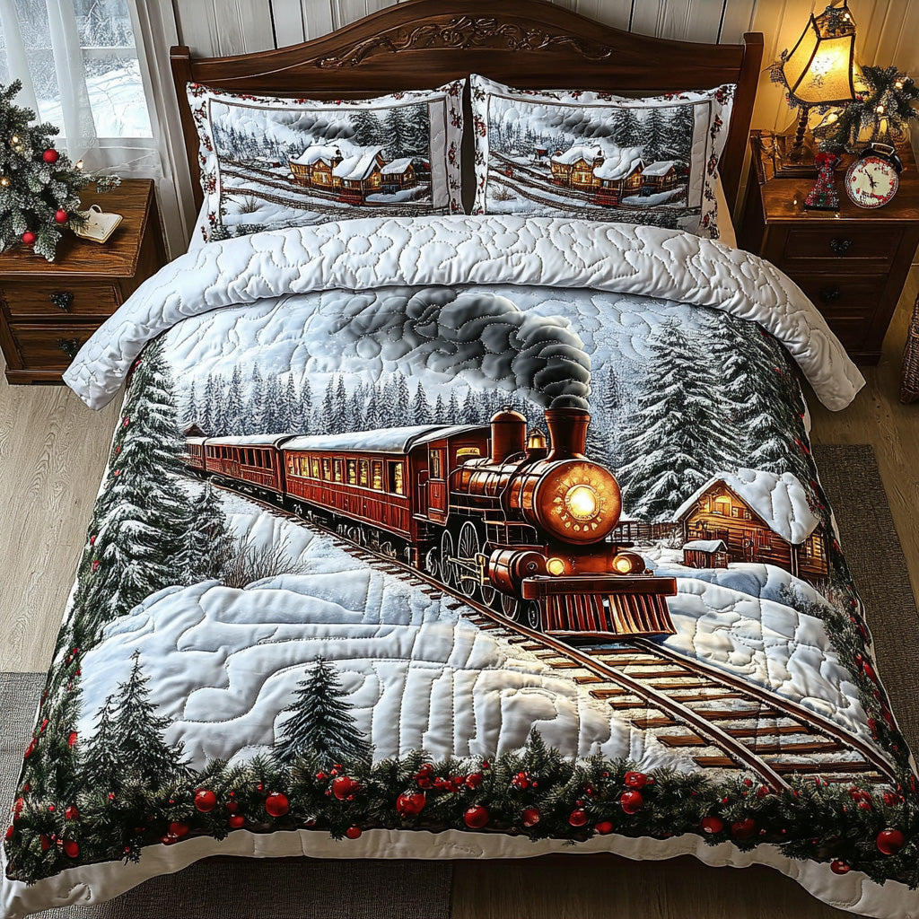 North Pole Line 3-Piece Quilted Bedding Set NCU0DV985