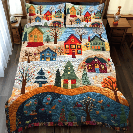 North Pole Nights 3-Piece Quilted Bedding Set NCU0PD754