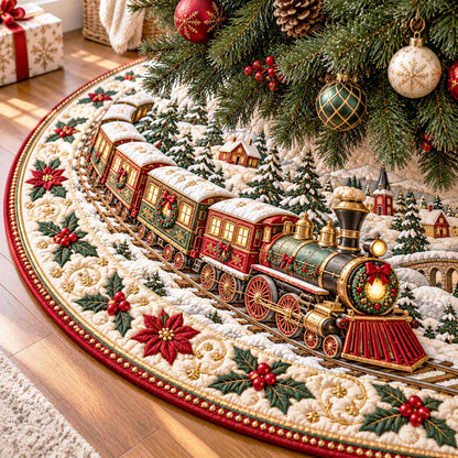 North Pole Rails Christmas Quilted Tree Skirt NCU0NTD2260