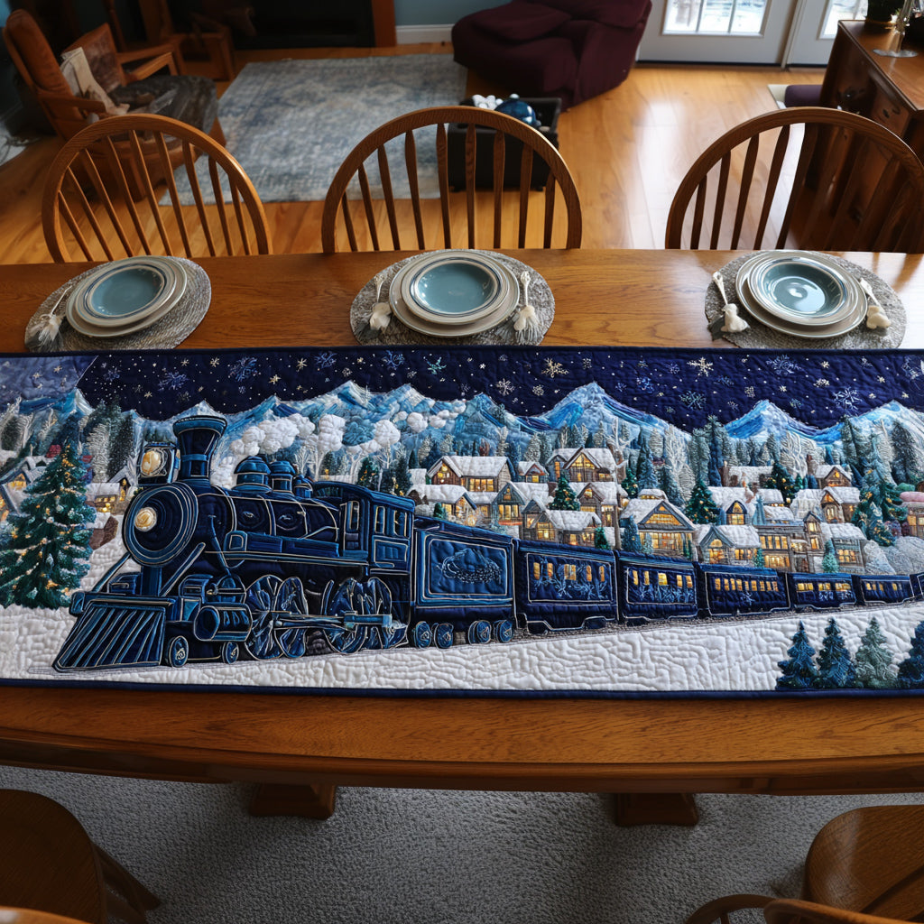 North Pole Train Quilted Table Runner NCU0HNH415