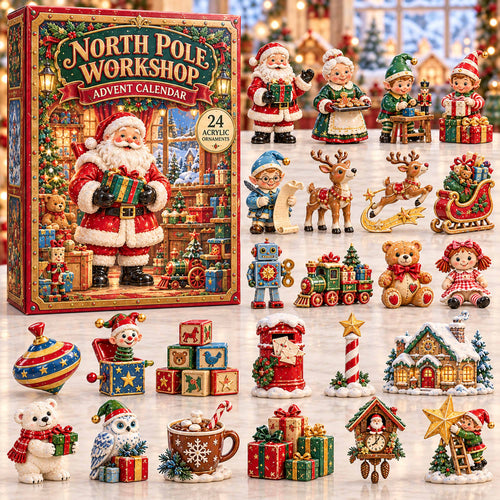 CHRISTMAS KICKOFF 40% OFF - North Pole Workshop Advent Calendar 2026 - 24-Day Festive Countdown, Acrylic Charms Blind Box - Gift For Family and Friends AC0TD089